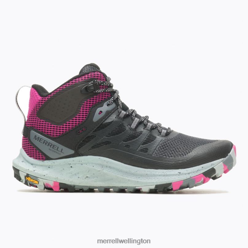 Antora 3 Mid Waterproof (J067582) Merrell Unisex 8VV6P1084 Shoes Black/Fuchsia - Image 1