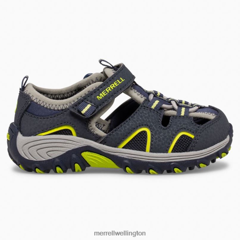 Hydro H2O Hiker Jr Sandal (ML265932) Merrell Kids 8VV6P1406 Shoes Navy/Lime - Image 1