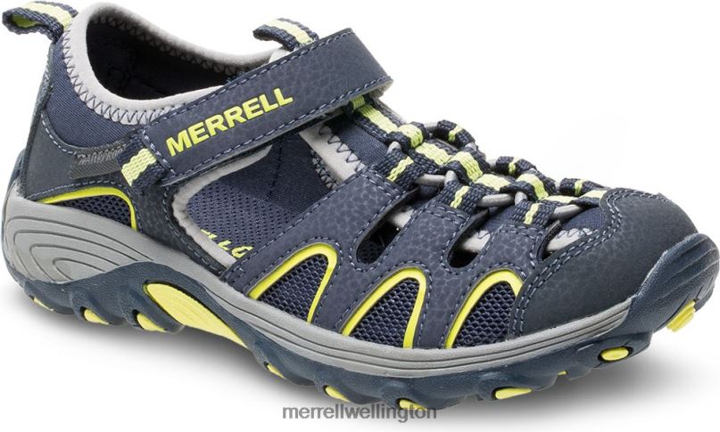 Hydro H2O Hiker Sandal (MK262163) Merrell Kids 8VV6P1412 Shoes Navy/Lime - Image 3