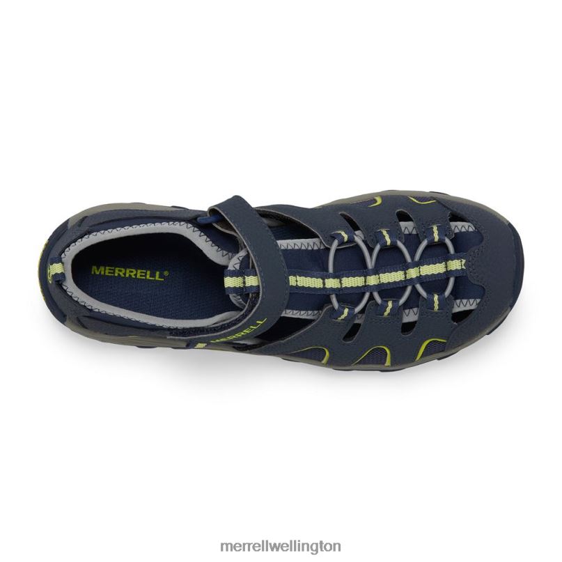 Hydro H2O Hiker Sandal (MK262163) Merrell Kids 8VV6P1412 Shoes Navy/Lime - Image 5