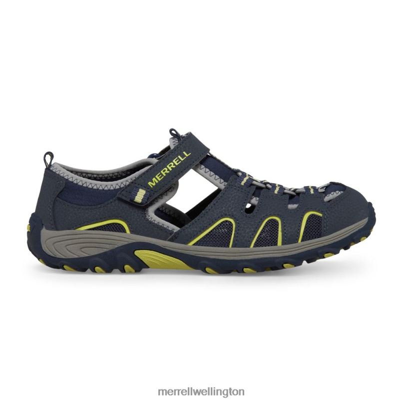 Hydro H2O Hiker Sandal (MK262163) Merrell Kids 8VV6P1412 Shoes Navy/Lime - Image 1