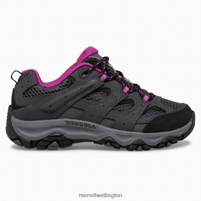 Moab 3 Low Lace Shoe (MK165708) Merrell Kids 8VV6P1429 Shoes Granite/Berry - Image 1