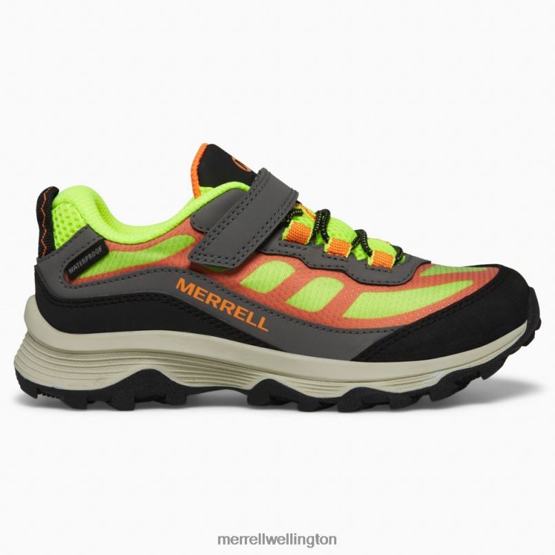 Moab Speed Low A/C Waterproof (MK266774) Merrell Kids 8VV6P1366 Shoes Grey/Hi Viz/Orange - Image 1