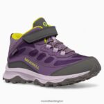 Moab Speed Mid A/C Waterproof (MK166276) Merrell Kids 8VV6P1386 Shoes Grape Cadet - Image 3