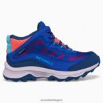 Moab Speed Mid Waterproof (MK166990) Merrell Kids 8VV6P1379 Shoes Blue/Berry/Turq - Image 2