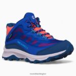 Moab Speed Mid Waterproof (MK166990) Merrell Kids 8VV6P1379 Shoes Blue/Berry/Turq - Image 3