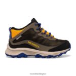 Moab Speed Mid Waterproof (MK266263) Merrell Kids 8VV6P1381 Shoes Cobalt/Gold - Image 2