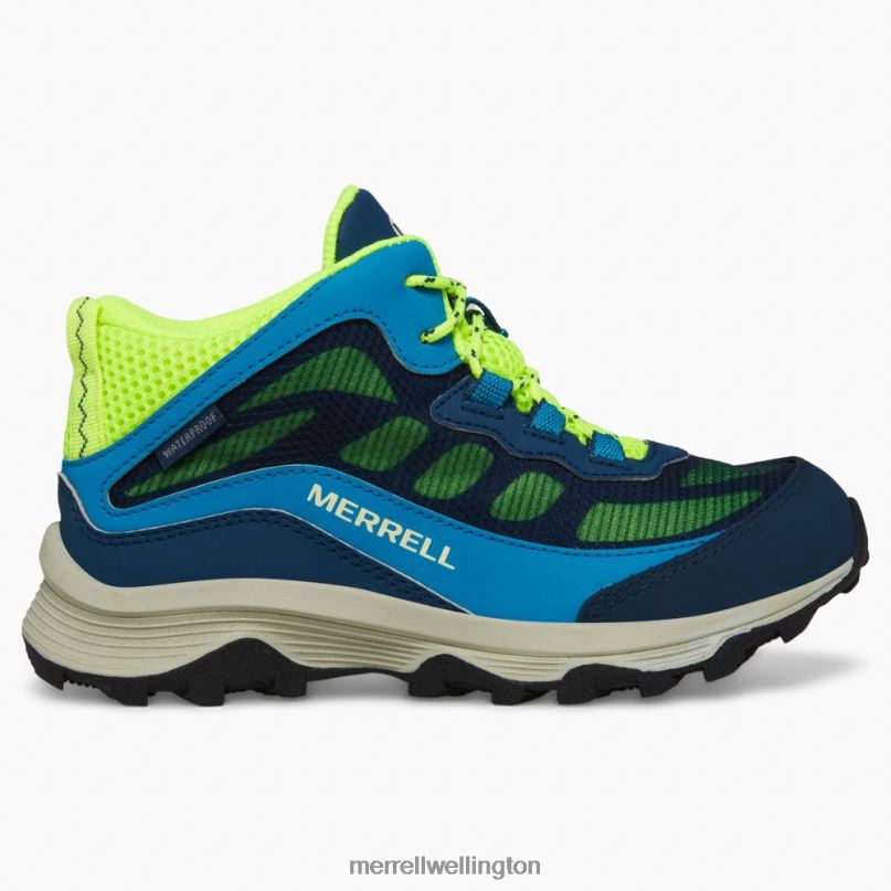 Moab Speed Mid Waterproof (MK266776) Merrell Kids 8VV6P1380 Shoes Navy/Hi Viz - Image 2
