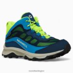 Moab Speed Mid Waterproof (MK266776) Merrell Kids 8VV6P1380 Shoes Navy/Hi Viz - Image 3