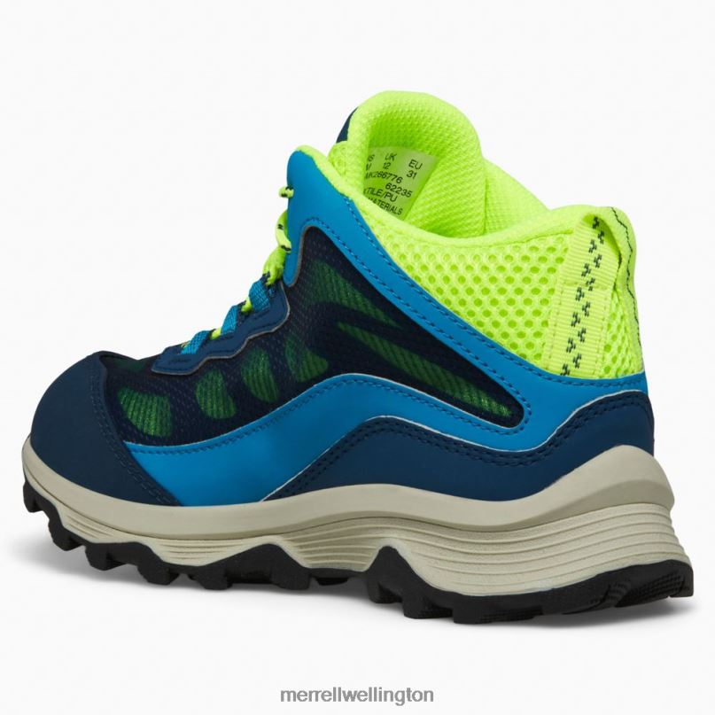 Moab Speed Mid Waterproof (MK266776) Merrell Kids 8VV6P1380 Shoes Navy/Hi Viz - Image 4