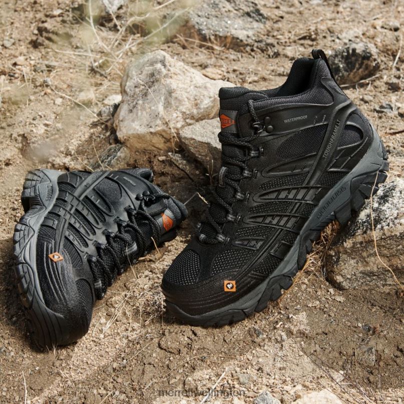 Moab Velocity Mid Waterproof Carbon Fiber Wide Width (J099429W) Merrell Men 8VV6P342 Shoes Black - Image 8