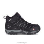 Moab Vertex Mid Waterproof Comp Toe Work Boot Wide Width (J05241W) Merrell Men 8VV6P619 Shoes Black - Image 2
