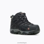 Moab Vertex Mid Waterproof Comp Toe Work Boot Wide Width (J05241W) Merrell Men 8VV6P619 Shoes Black - Image 3