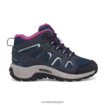 Oakcreek Mid Lace Waterproof Boot (MK166227) Merrell Kids 8VV6P1443 Shoes Navy/Turquoise/Fuchsia