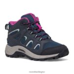 Oakcreek Mid Lace Waterproof Boot (MK166227) Merrell Kids 8VV6P1443 Shoes Navy/Turquoise/Fuchsia - Image 3