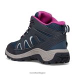 Oakcreek Mid Lace Waterproof Boot (MK166227) Merrell Kids 8VV6P1443 Shoes Navy/Turquoise/Fuchsia - Image 4
