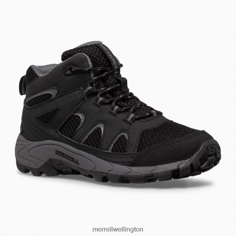 Oakcreek Mid Lace Waterproof Boot (MK265426) Merrell Kids 8VV6P1445 Shoes Black/Grey - Image 3