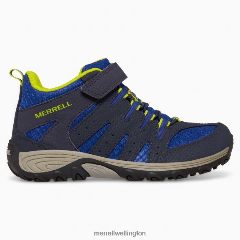 Outback Mid 2 Boot (MK265609) Merrell Kids 8VV6P1453 Shoes Navy/Lime - Image 1