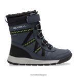 Snow Crush 2.0 Waterproof Boot (MK263127K) Merrell Kids 8VV6P1508 Shoes Navy/Lime