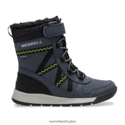 Snow Crush 2.0 Waterproof Boot (MK263127K) Merrell Kids 8VV6P1508 Shoes Navy/Lime
