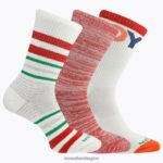 Stripes of Joy Crew 3 Pack Sock (JSF26608-600) Merrell Unisex 8VV6P358 Accessories Red Assorted - Image 2