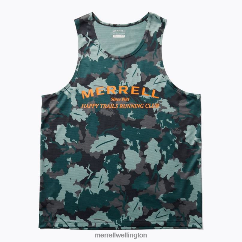 Trail Running Singlet (JMF26614-330) Merrell Men 8VV6P779 Clothes Sea Moss Leaf Print - Image 1