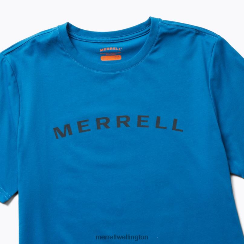 Wordmark Short Sleeve Tee (JMS26332-352) Merrell Men 8VV6P583 Clothes Blue - Image 3