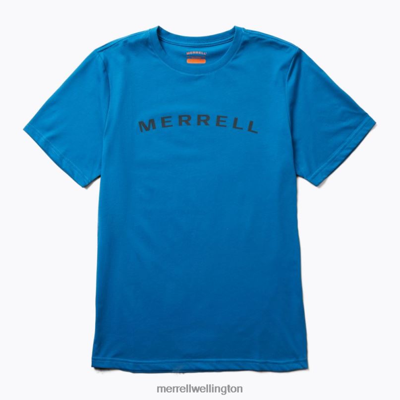 Wordmark Short Sleeve Tee (JMS26332-352) Merrell Men 8VV6P583 Clothes Blue - Image 1